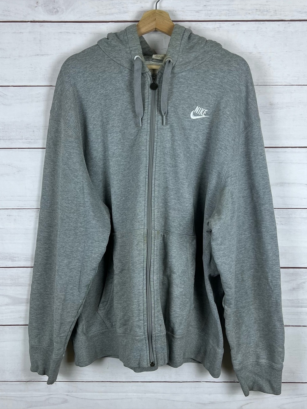 Vintage Nike Y2K Full Zip Hoodie Size XXL Gray Has Stains